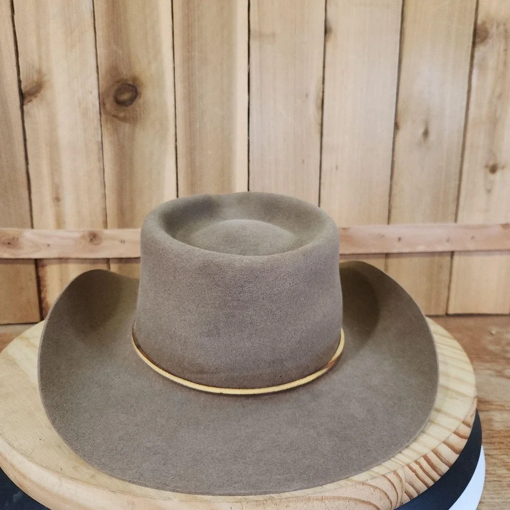 Vintage Beaver Hats Hat Cowboy Fitted Mens 55 6 3/4 Brown Fur Felt Lined Western